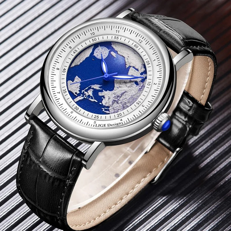 Leder Armbanduhr mit Planet Erde Motiv "Pianeta Terra Creativa no.4167" - PITANI
