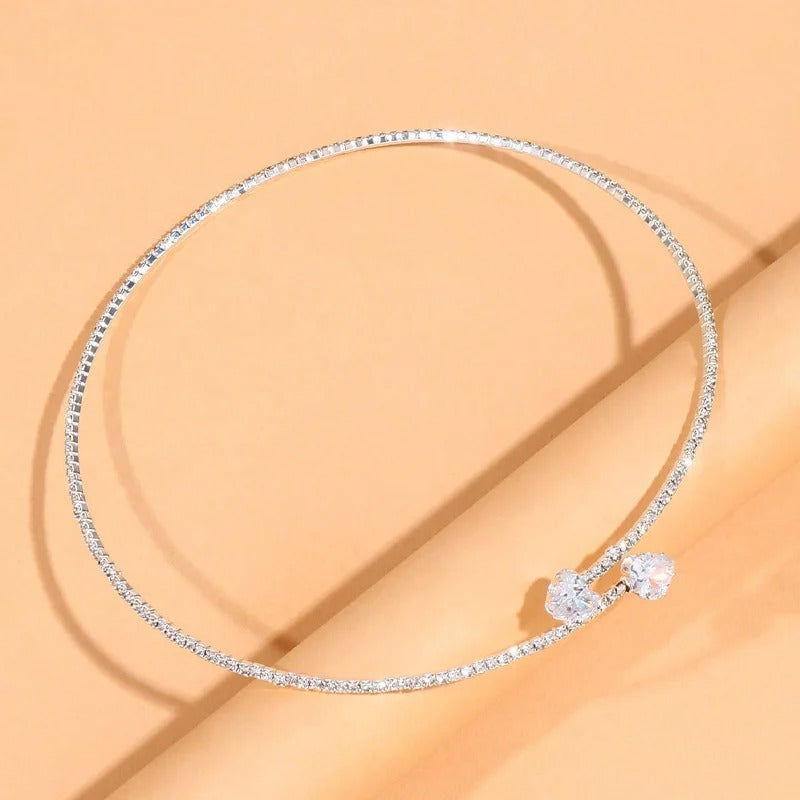 Edelstahl Glitzer Choker Halskette "Choker Con Collare a Cuore no.518" - PITANI