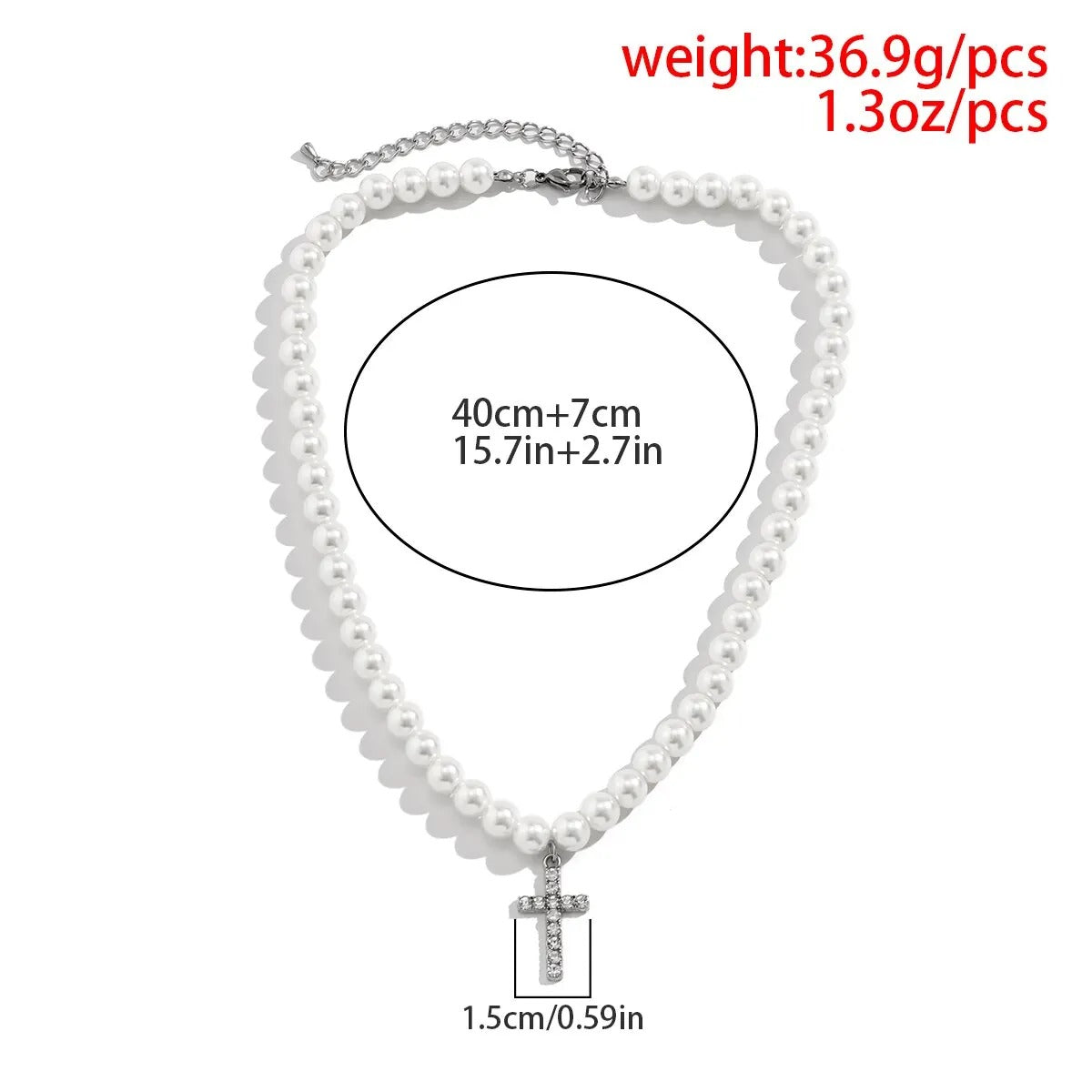 Perlen Kreuz Halskette "Gesù no.978" - PITANI
