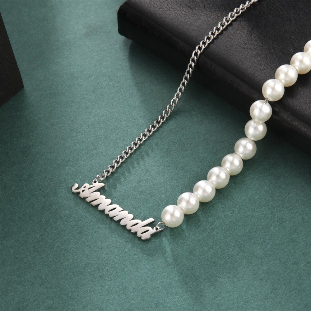 Personalisierte Edelstahl Halskette "Collana di perle"