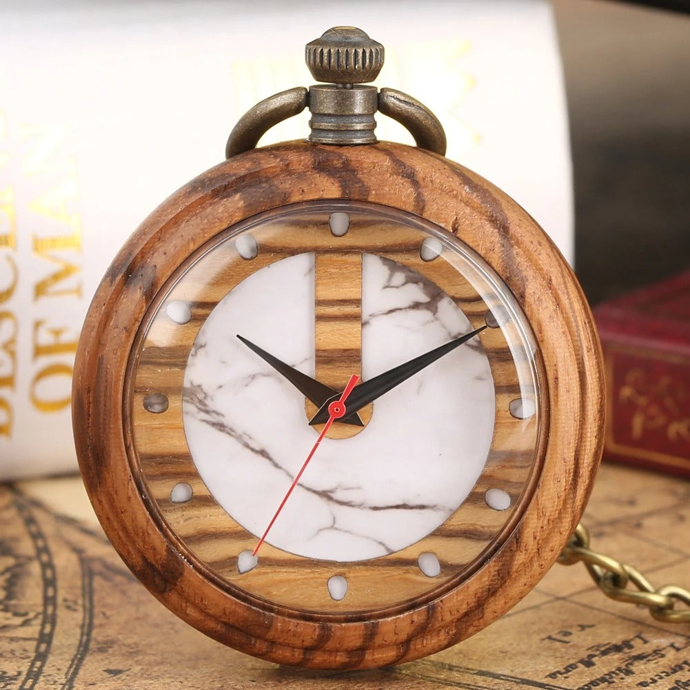 Holz Taschenuhr mit Marmor Optik „Quarzo di legno no.486" - PITANI