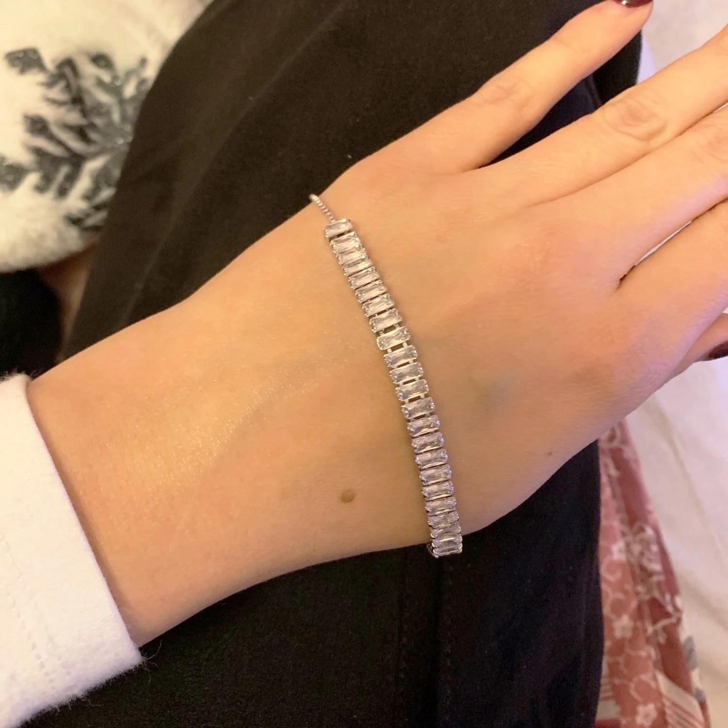 Edelstahl Glitzer Armband "Zircone Trasparente Regolabile no.5304" - PITANI