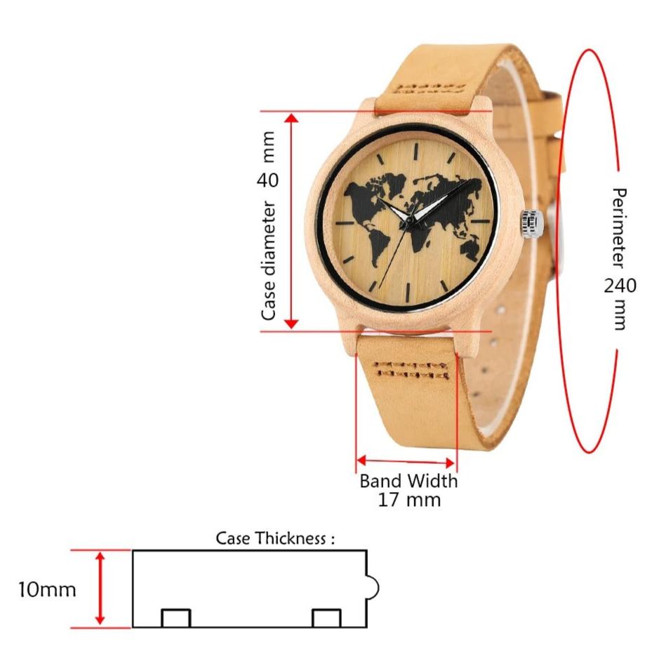 Weltkarte Holz Armbanduhr "Modello Di Mappa Del Mondo no.788" - PITANI