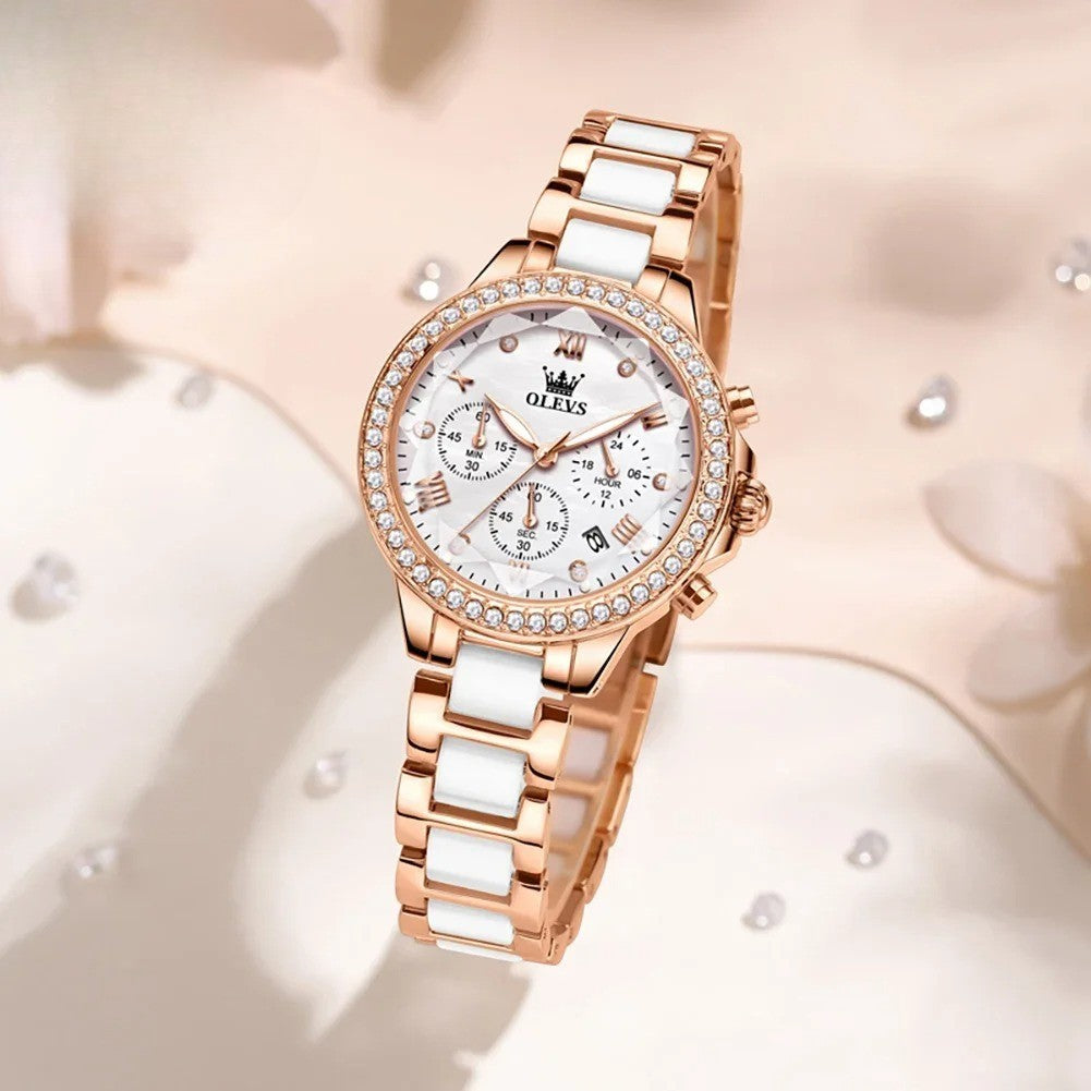 Edelstahl Armbanduhr mit Glitzer Lünette "Orologi Moda Elegante no.3180" - PITANI