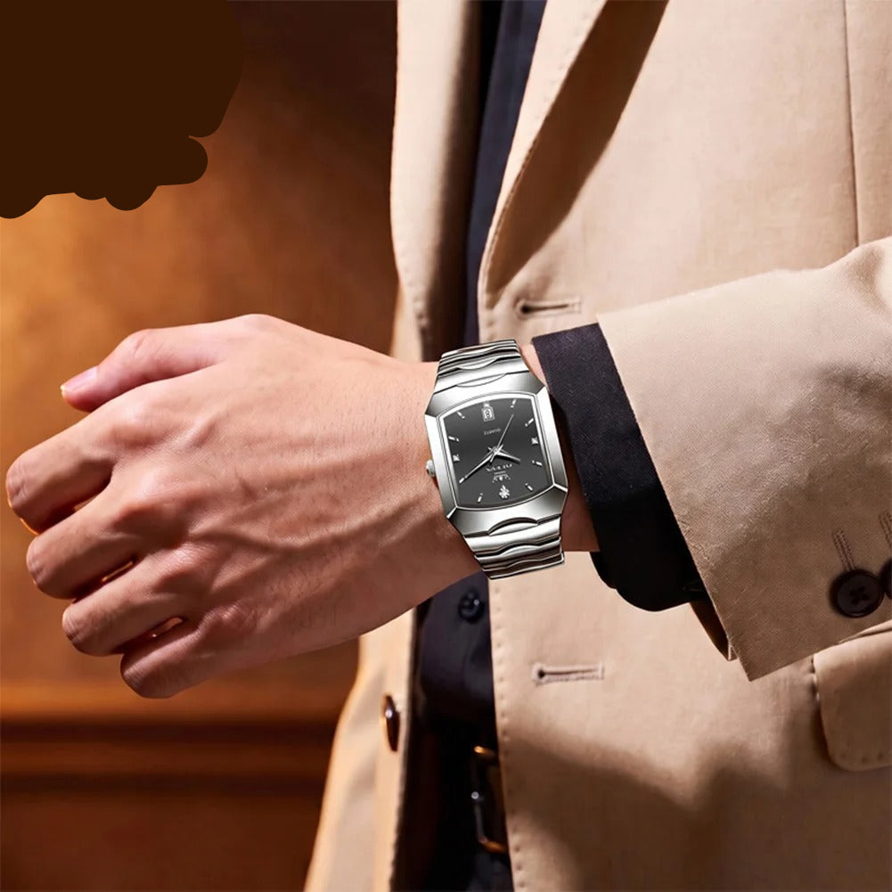 Elegante Rechteckige Herren Quarzarmbanduhr – Stilvolle Business Armbanduhr – no. 5388 - PITANI