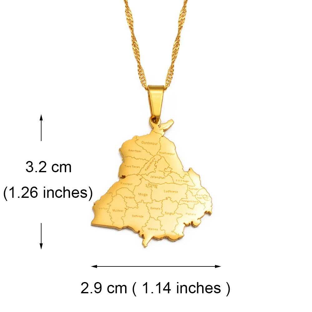 Indien Edelstahl Länder Halskette "Ciondolo Mappa Dello Stato no.589" - PITANI