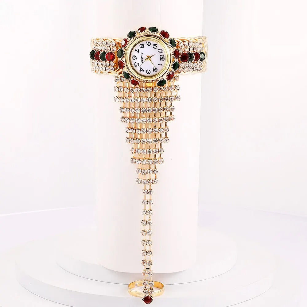 Edelstahl Armbanduhr mit Glitzer Ringkette "Orologio Da Polso Relogio Feminin no.3130" - PITANI