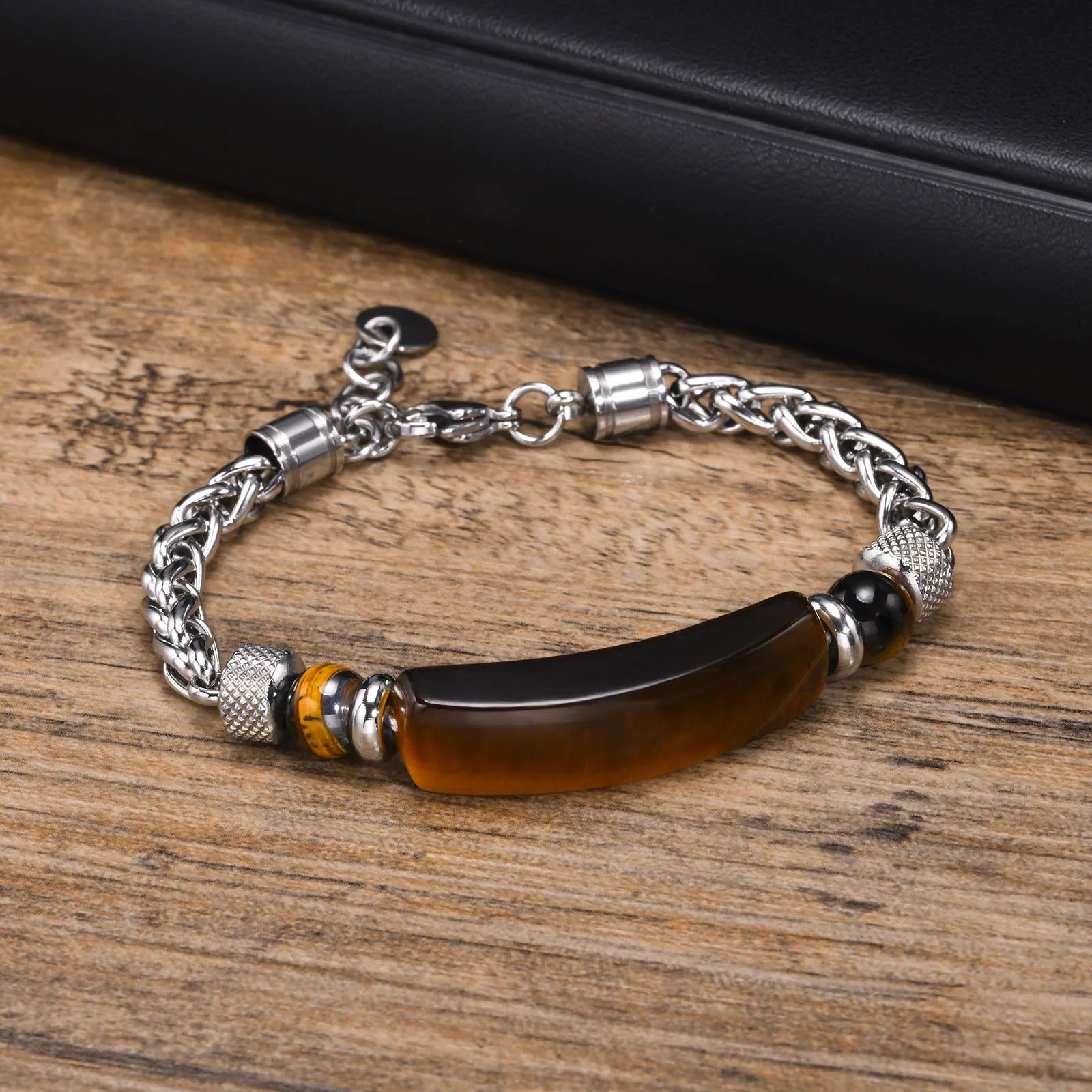 Bracciale elastico con perline in pietra naturale da 8 mm Bracciale elastico con perline in pietra naturale da 8 mm