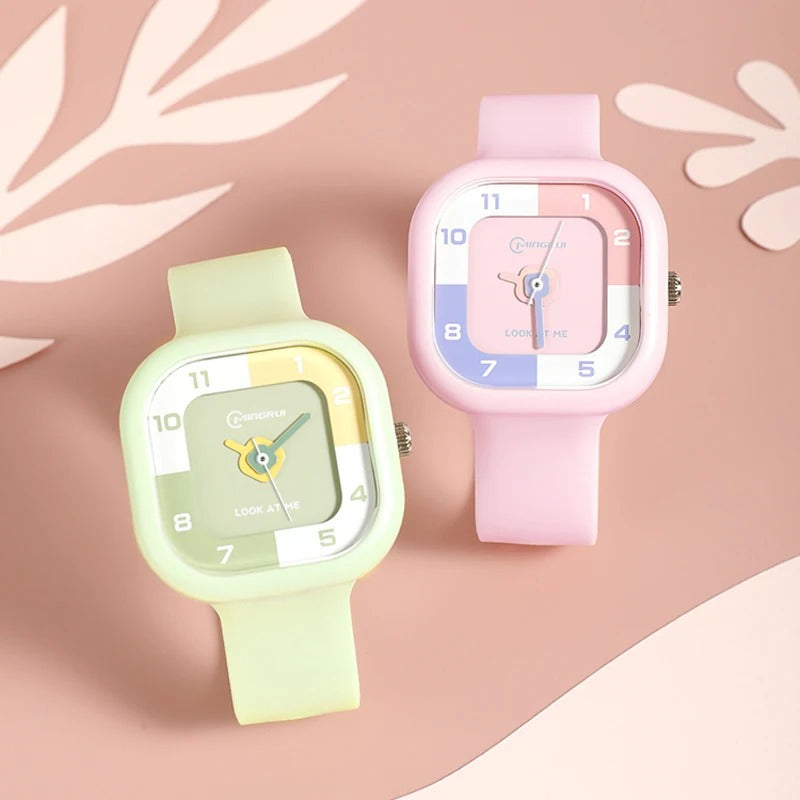 Bunte Trend Armbanduhr mit geometrischem Ziffernblatt "Studente Di Square Watch no.3091" - PITANI