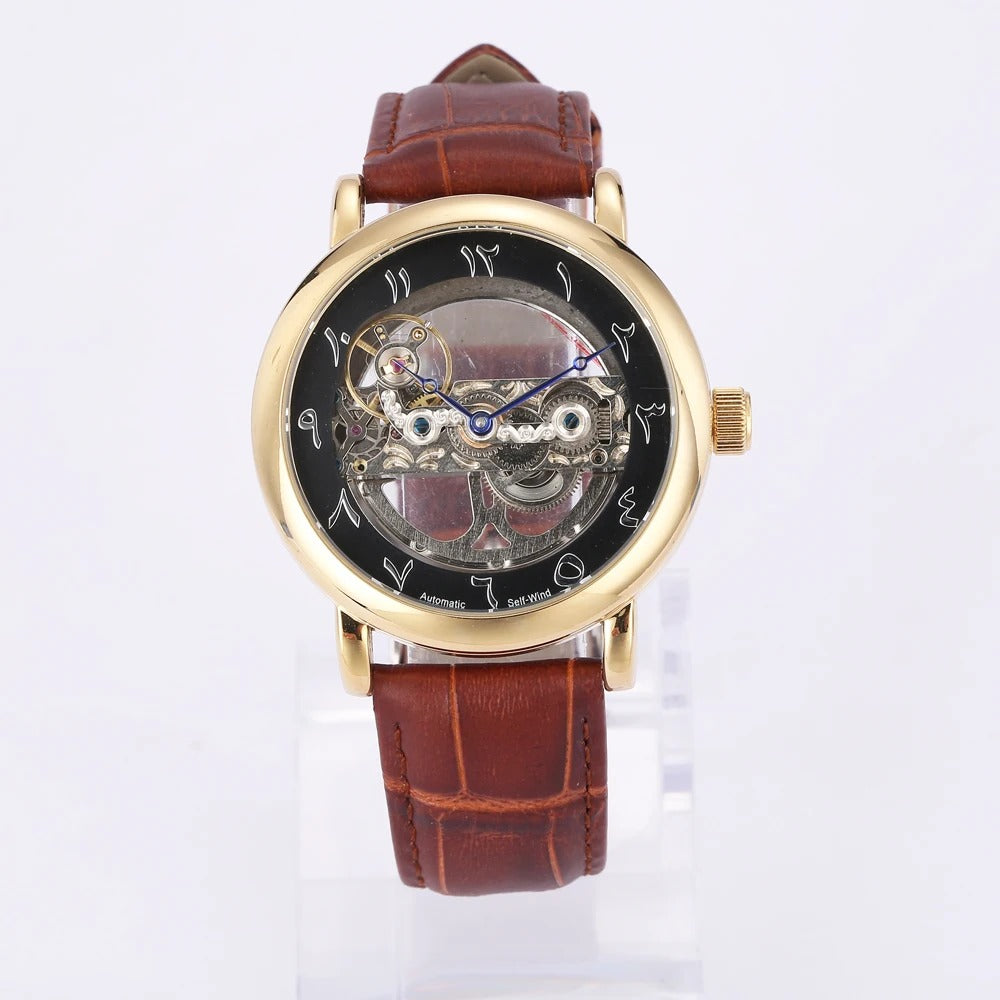 Durchsichtige Automatik Leder Armbanduhr "Orologi Arabe no.450" - PITANI