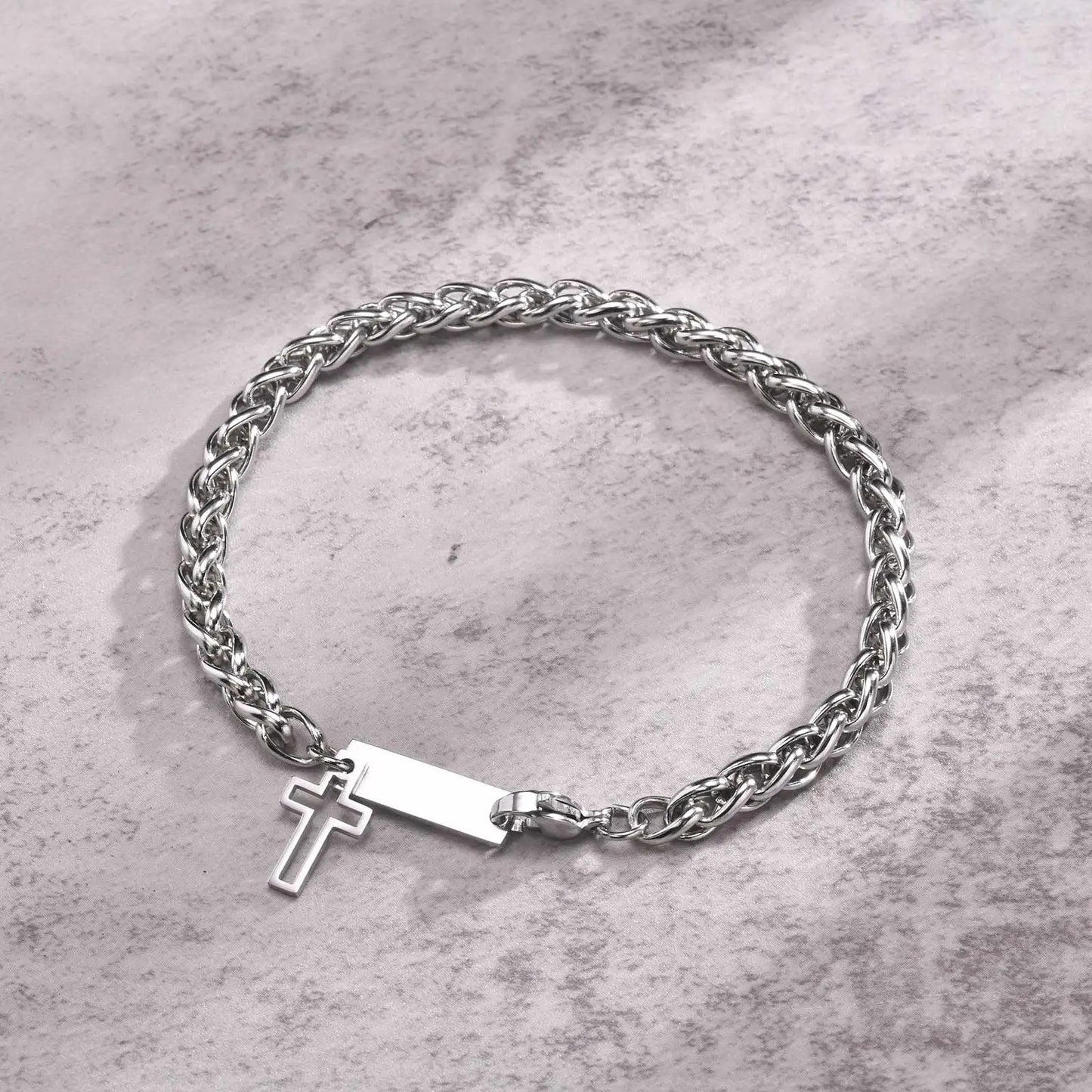 Personalisiertes Kreuz Edelstahl Armband "Etichetta Con Nome Iniziale no.189" - PITANI