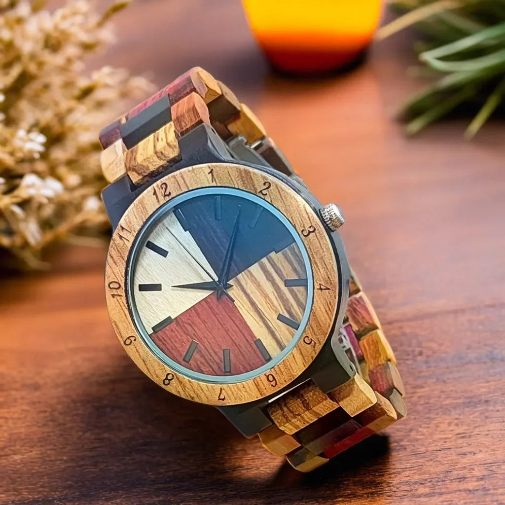 Holz Armbanduhr mit vierfarbigem Ziffernblatt "Orologi In Legno no.785" - PITANI