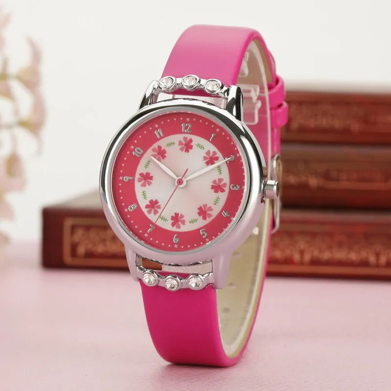 Süße Quarzarmbanduhr für Damen mit Blumen-Zifferblatt – Modische Analoguhr Armbanduhr no.3289 - PITANI