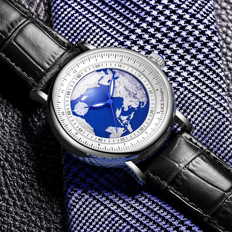 Leder Armbanduhr mit Planet Erde Motiv "Pianeta Terra Creativa no.4167" - PITANI