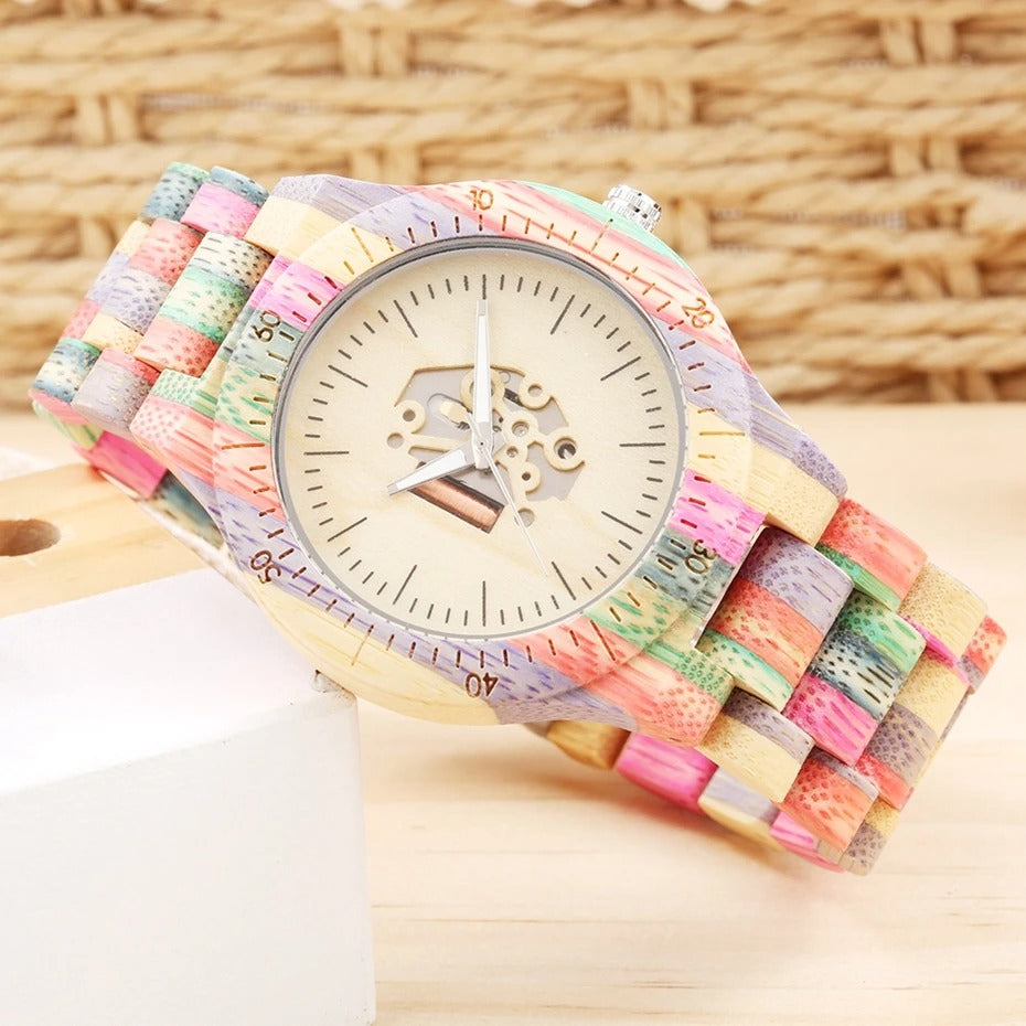 Bunte Holz Armbanduhr "Orologi Con Quadrante In Legno no.789" - PITANI