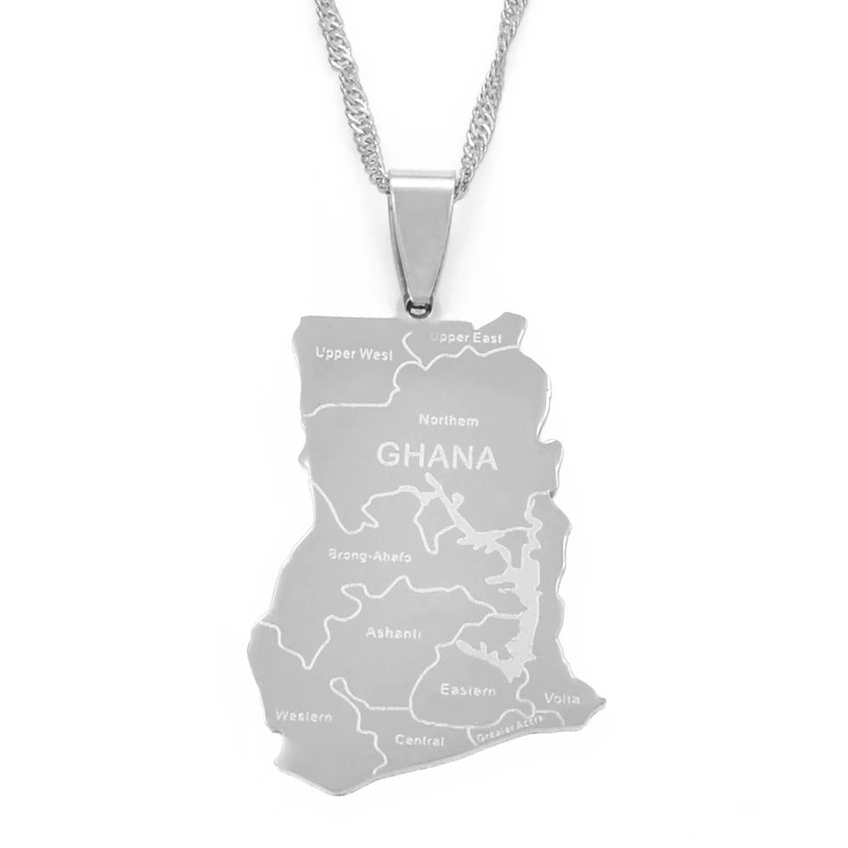 Ghana Edelstahl Länder Halskette "Collane Con Ciondolo Mappa no.591" - PITANI