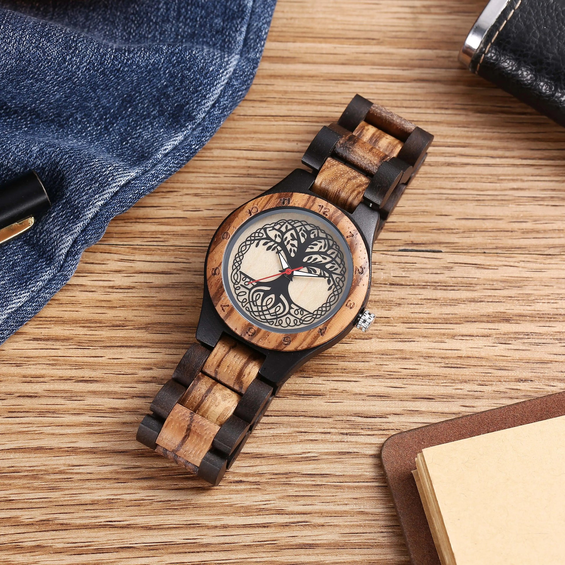 Holz mit Baummotiv Armbanduhr "Retro Semplice Unico no.805" - PITANI