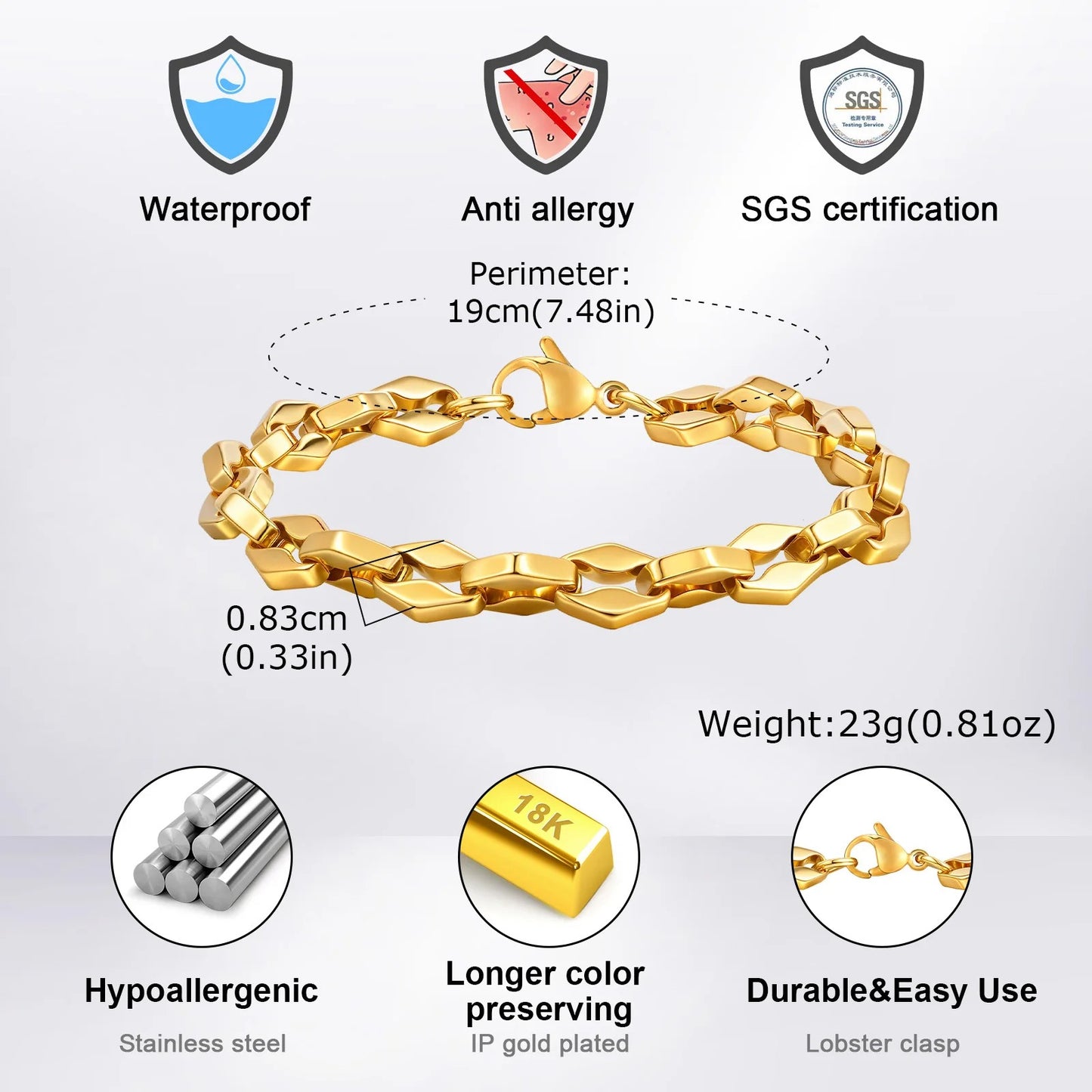 Gliederketten Edelstahl Armband "Chiusura a Moschettone no.5211" - PITANI