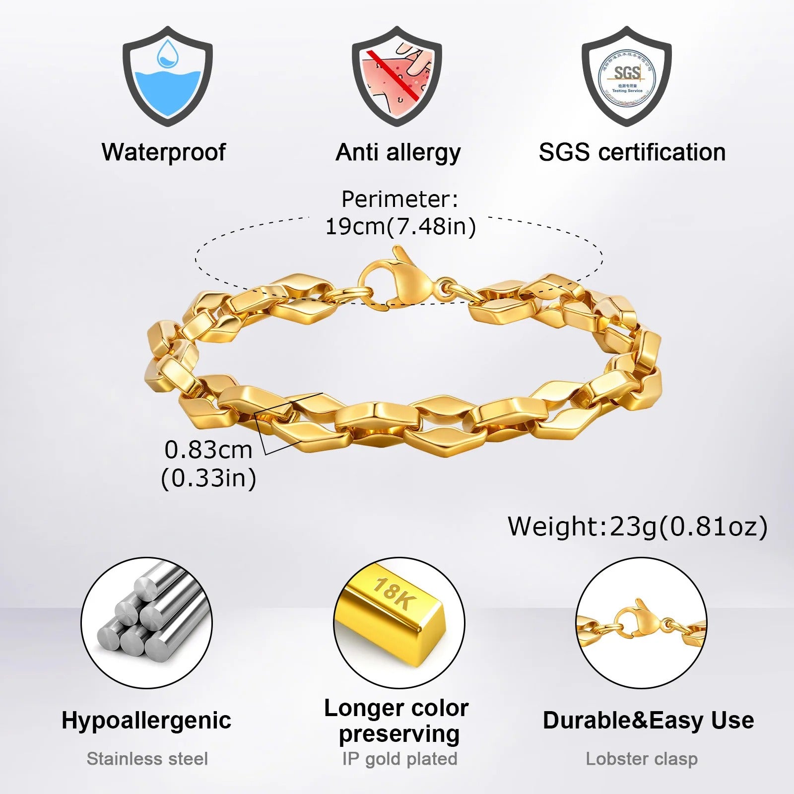 Gliederketten Edelstahl Armband "Chiusura a Moschettone no.5211" - PITANI