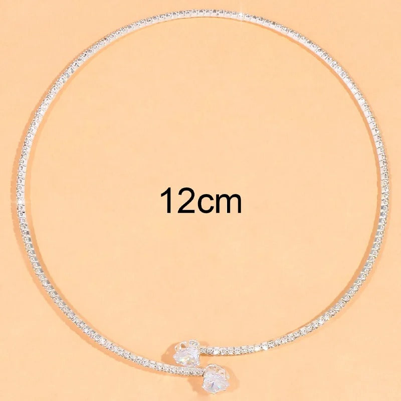 Edelstahl Glitzer Choker Halskette "Choker Con Collare a Cuore no.518" - PITANI