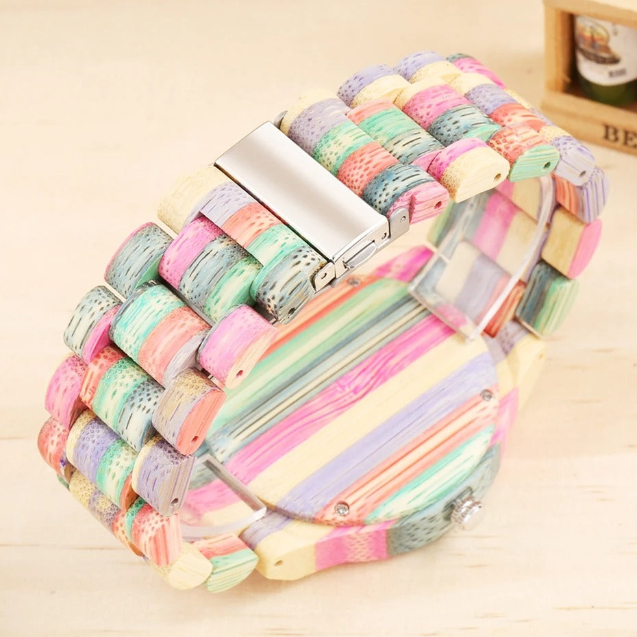 Bunte Holz Armbanduhr "Orologi Con Quadrante In Legno no.789" - PITANI