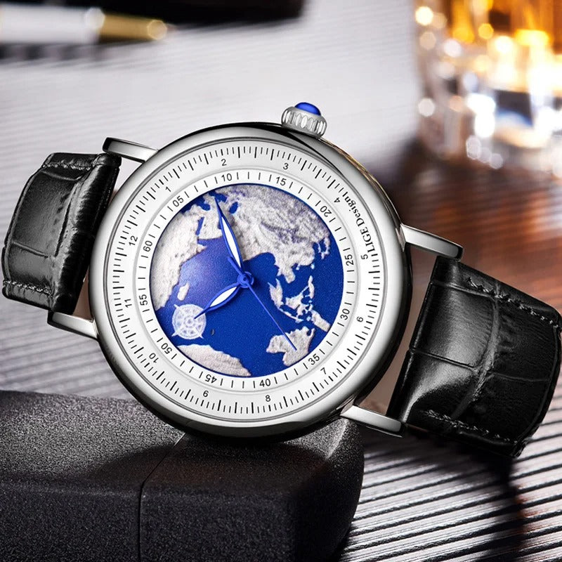 Leder Armbanduhr mit Planet Erde Motiv "Pianeta Terra Creativa no.4167" - PITANI