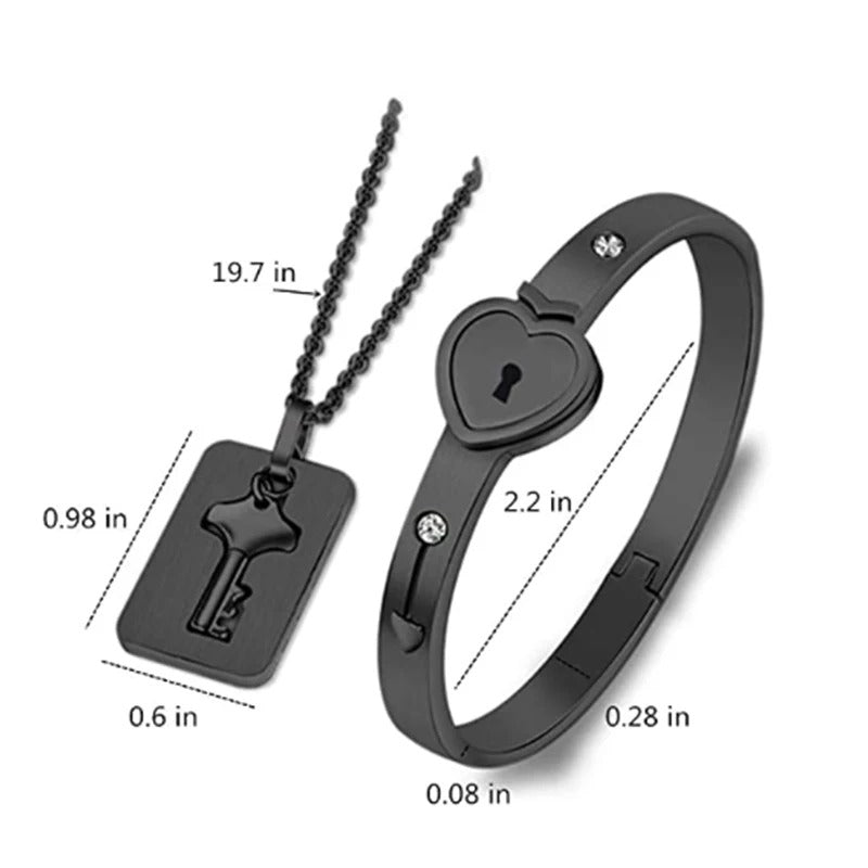 Endless Love Partner Kette/Armbandset "Bracciale Cuore Nero no.674" - PITANI