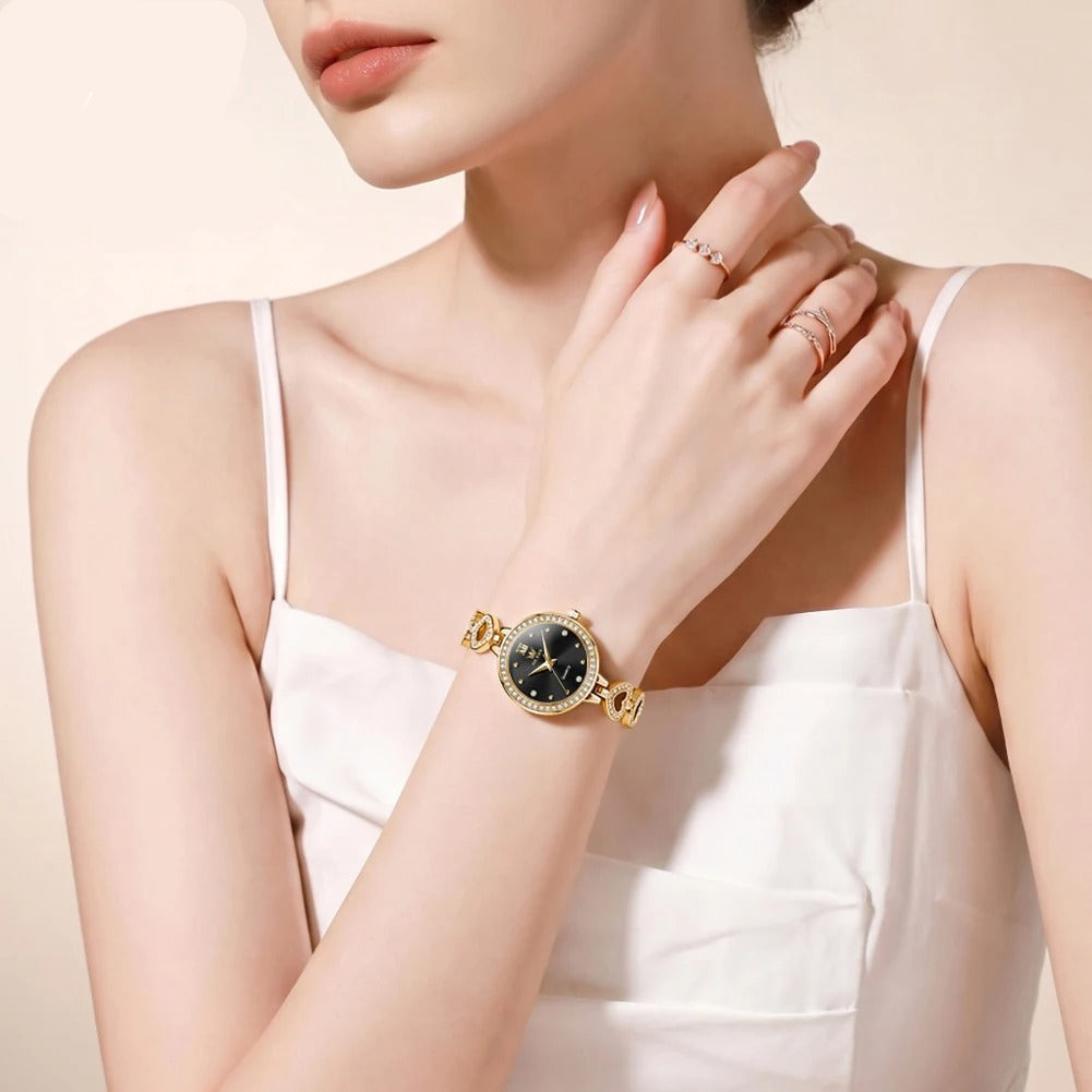 Elegante Damen Quarzarmbanduhr im Herz-Design mit Strassbesatz – Wasserdichte Armbanduhr no.3281 - PITANI