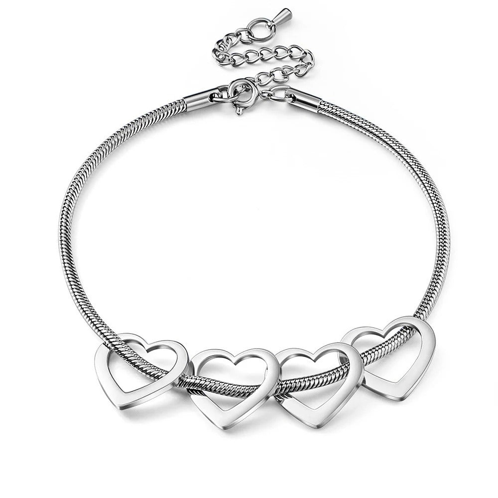 Personalisiertes Edelstahl Herzen Armband "Bracciale con coure di vole no.208" - PITANI