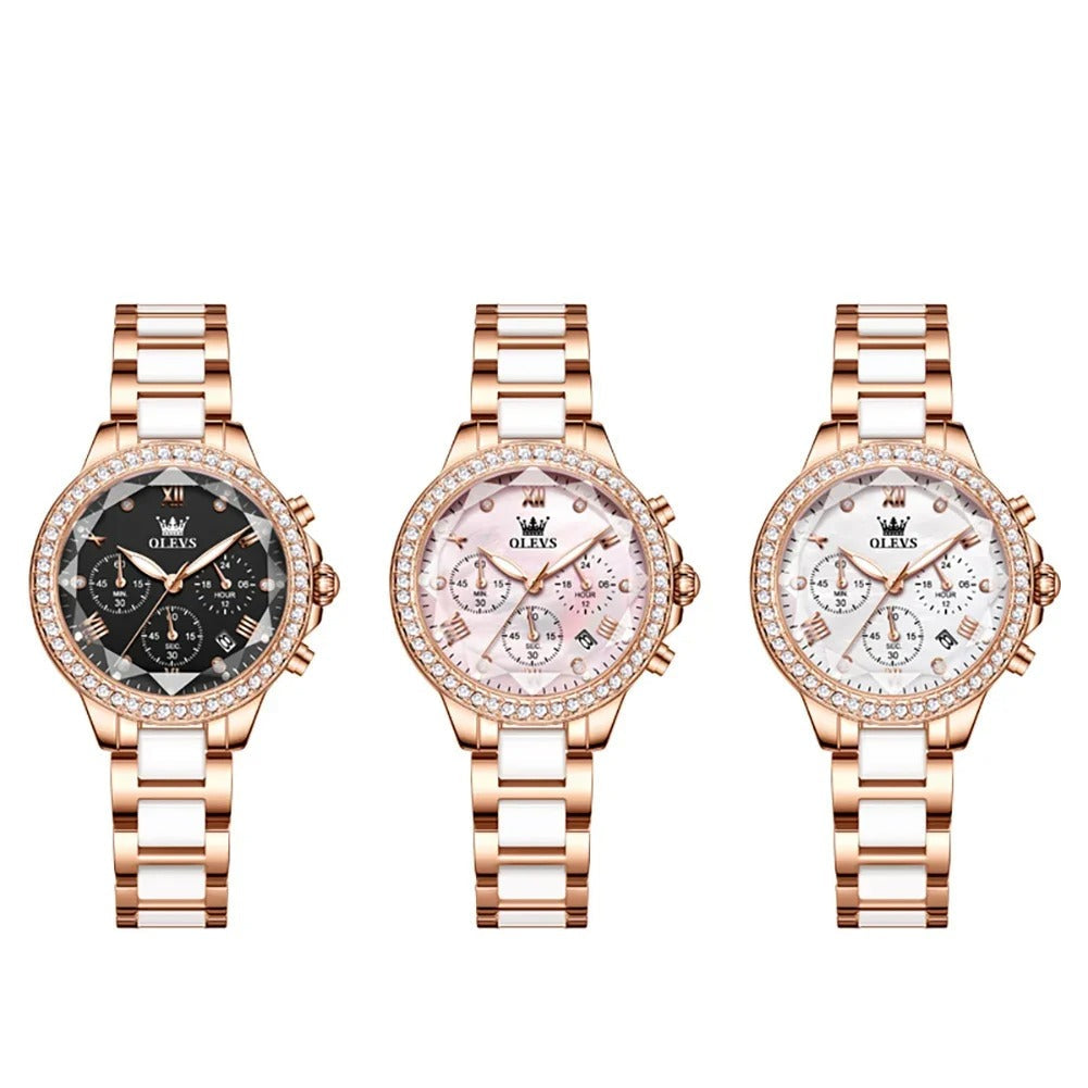 Edelstahl Armbanduhr mit Glitzer Lünette "Orologi Moda Elegante no.3180" - PITANI