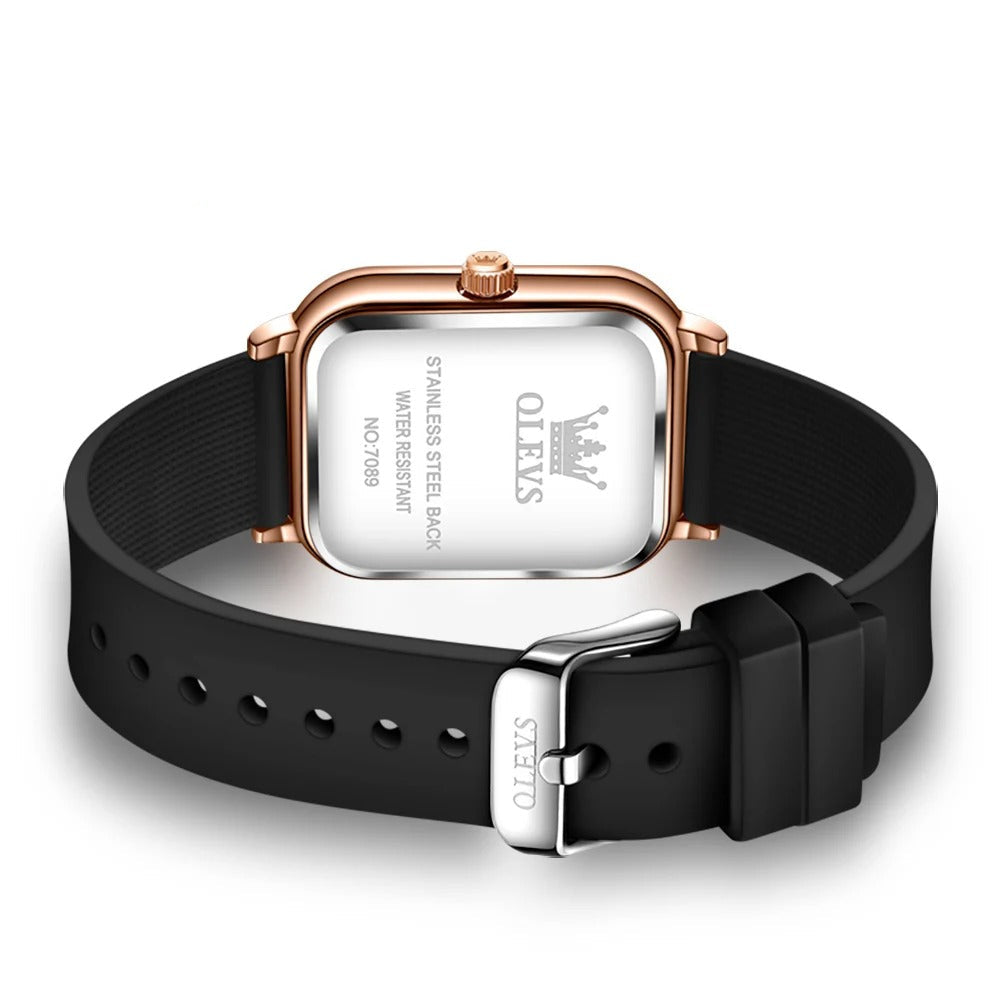 Elegante Rechteckige Damen Quarzarmbanduhr mit Datum & Silikonarmband – Wasserdichte Modern Armbanduhr no.3285 - PITANI