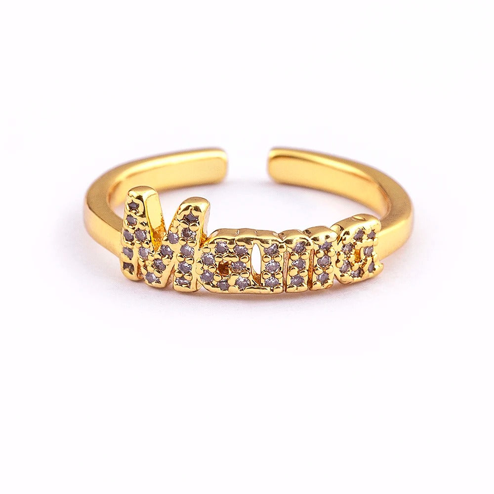 Größenverstellbarer Ring mit Mama Schrift "Anello Semplice MAMA no.960" - PITANI