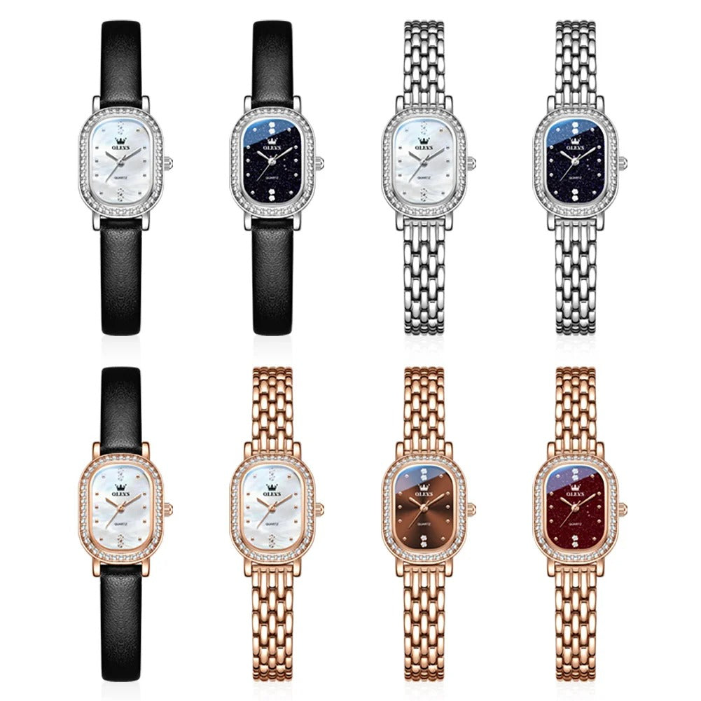 Elegante Ovale Damen Quarzarmbanduhr mit Strassbesatz – Wasserdichte Schmuckuhr Armbanduhr no.3279 - PITANI