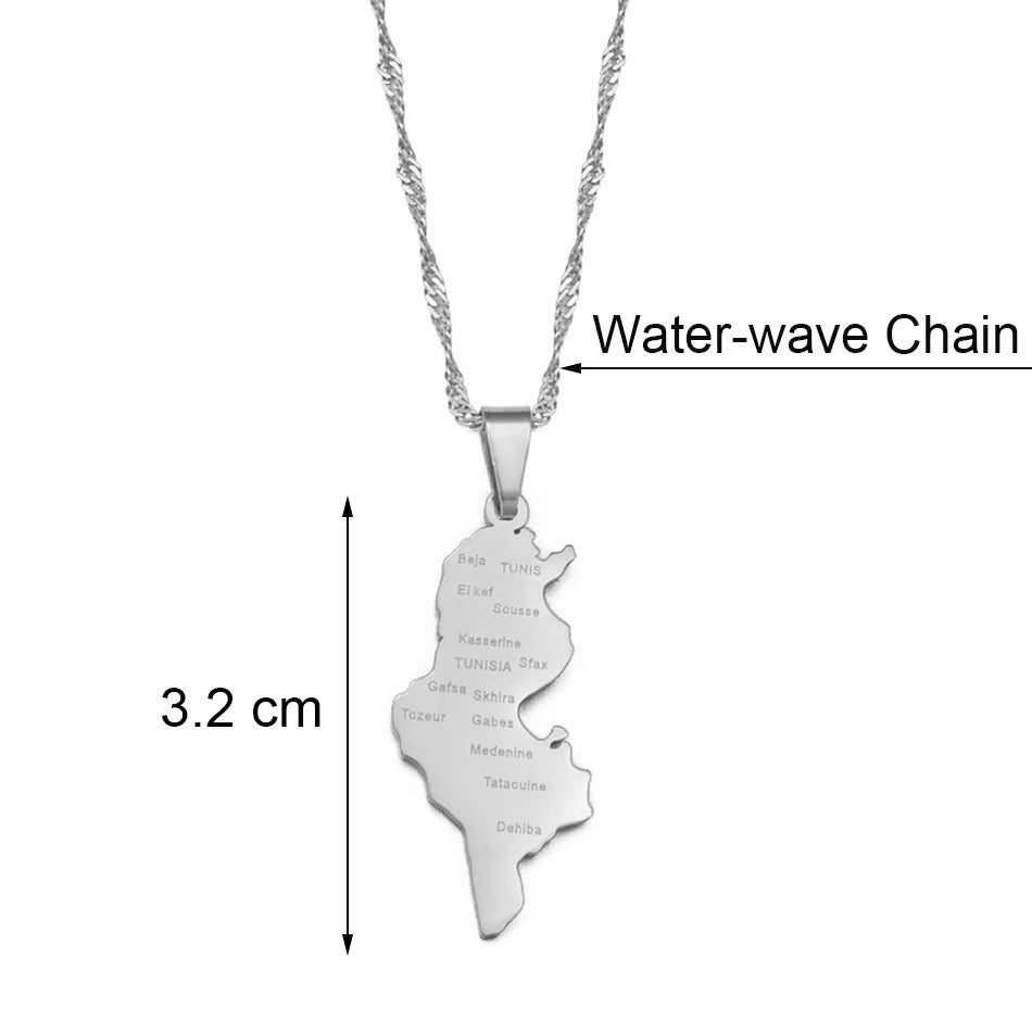 Tunesien Edelstahl Länder Halskette "Ciondolo Con Nome Città no.570" - PITANI