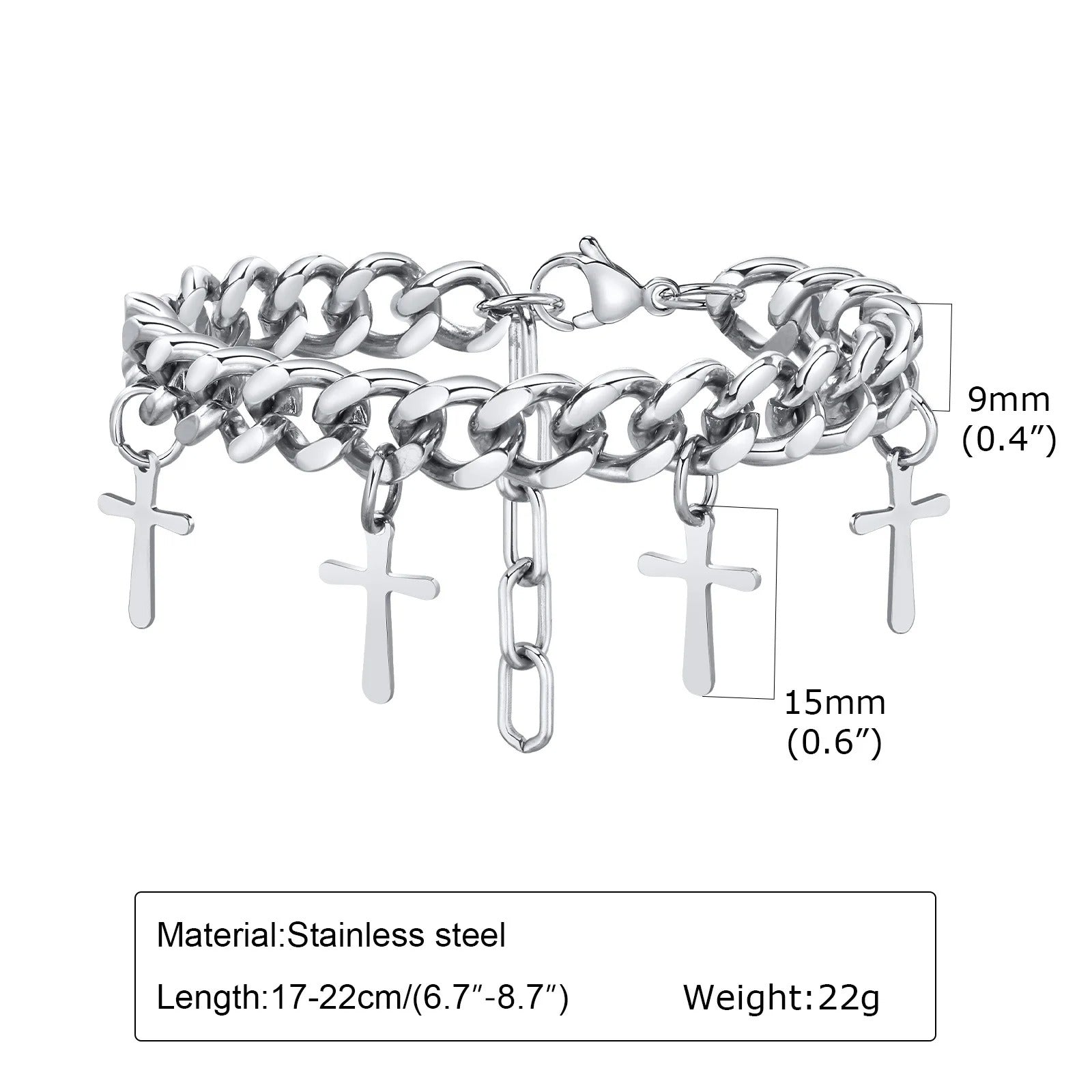 Edelstahl Kreuz Armband mit mehreren Kreuz-Anhänger "Ciondolo a Croce no.5215" - PITANI