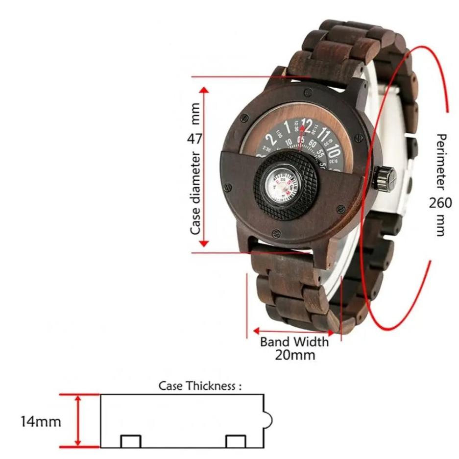 Außergewöhnliche rotierende Holz Armbanduhr "Orologi In Legno con no.796" - PITANI