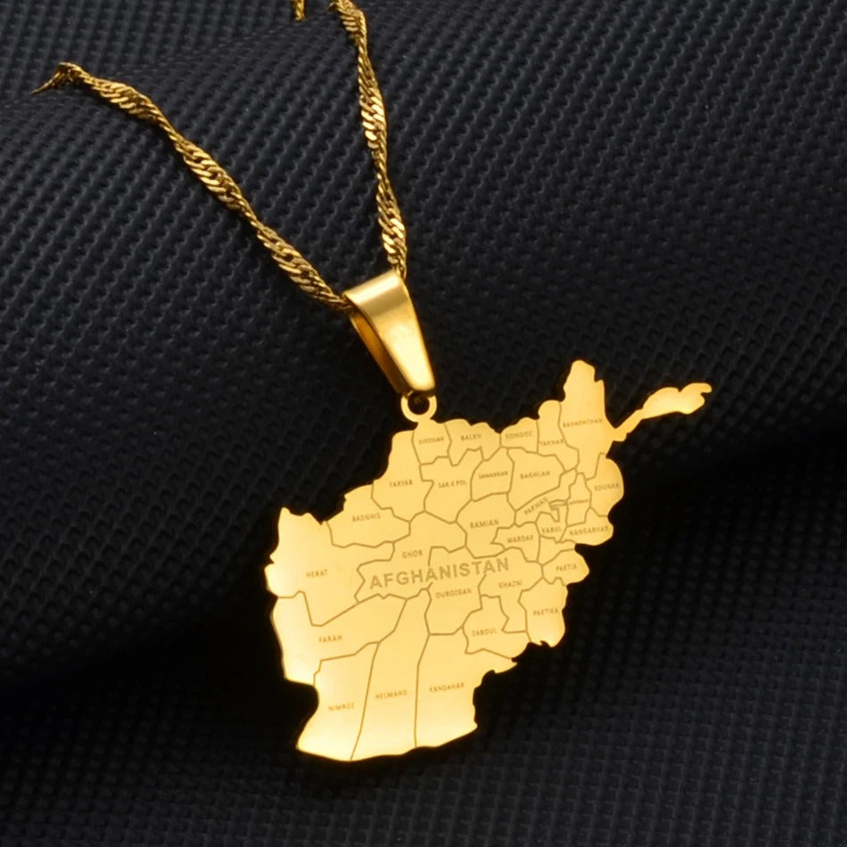 Afghanistan Edelstahl Länder Halskette "Collane Con Ciondolo Con Nome no.581"