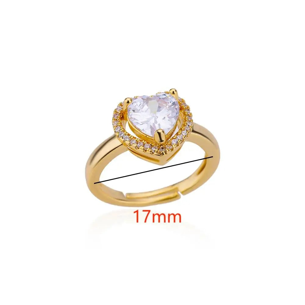 Größenverstellbarer Herz Glitzer Ring "Cuore In Acciaio Inossidabile no.989" - PITANI