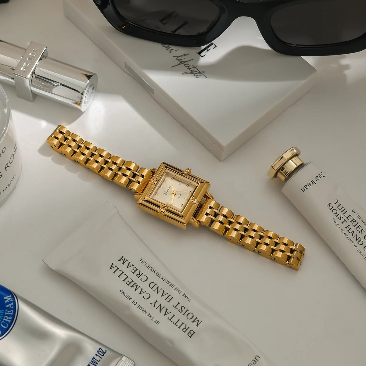 Quadratische Edelstahl Armbanduhr "Bracciale Impilabile no.3099" - PITANI