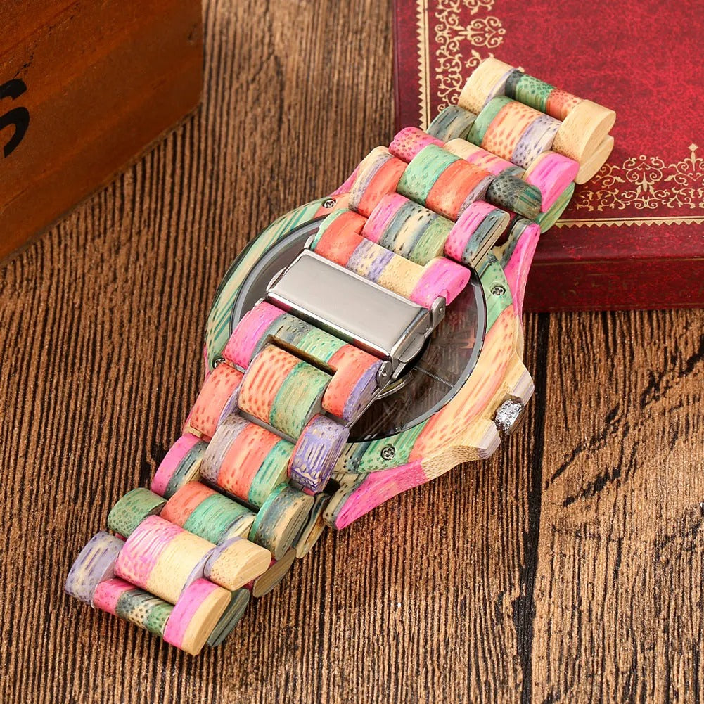 Bunte Transparente Holz Armbanduhr "Numeri Arabi Vuoti no.787" - PITANI