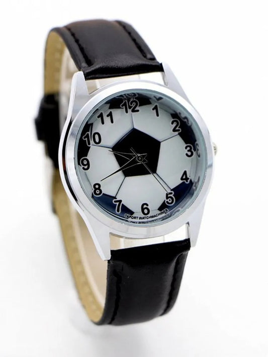 Leder Armbanduhr mit Fußball Ziffernblatt "Orologi Relogio di Natale no.4112" - PITANI