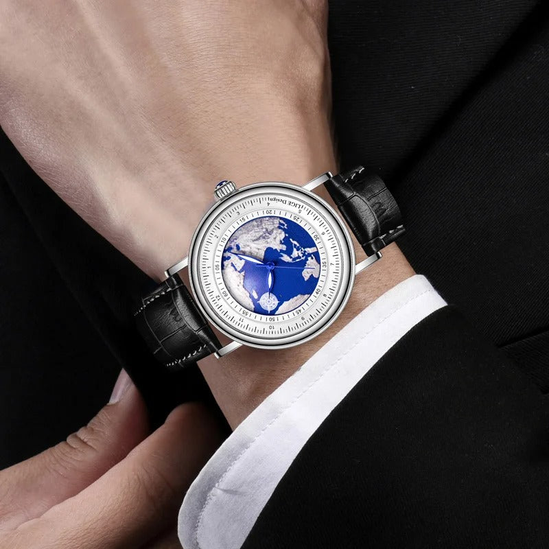 Leder Armbanduhr mit Planet Erde Motiv "Pianeta Terra Creativa no.4167" - PITANI