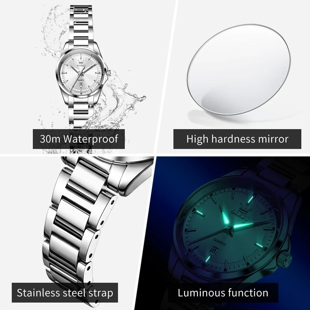 Elegante Damen Quarzarmbanduhr mit Datum & Leuchtzeigern – Wasserdichte Modern Armbanduhr no.3282 - PITANI