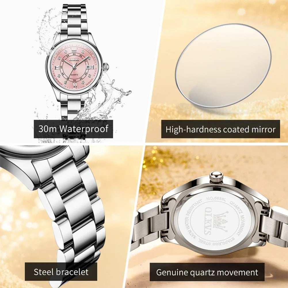 Elegante Damen Quarzarmbanduhr mit Datum & Kalender – Wasserdichte Schmuckuhr Armbanduhr no.3280 - PITANI