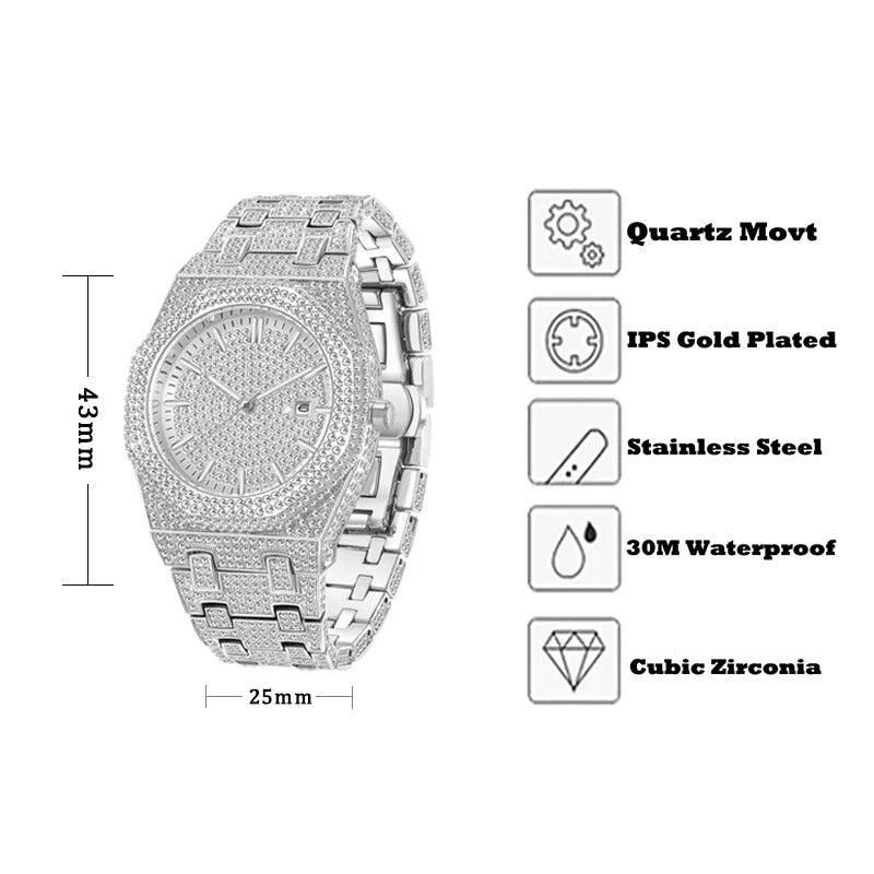 Edelstahl Glitzer Armbanduhr "Orologio Con Numeri Arabi no.4121" - PITANI