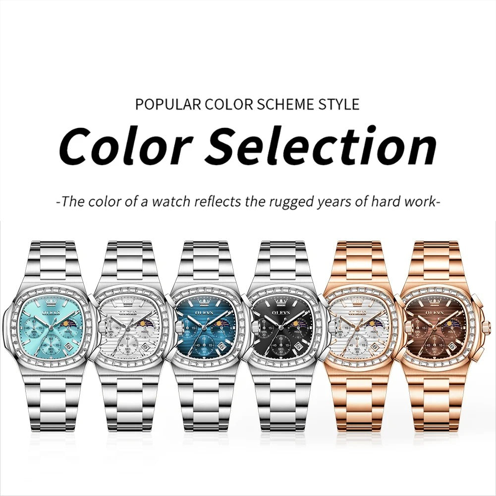 Herren Quarzarmbanduhr Quadratisch – Multifunktionale Edelstahl Armbanduhr – no. 5389 - PITANI