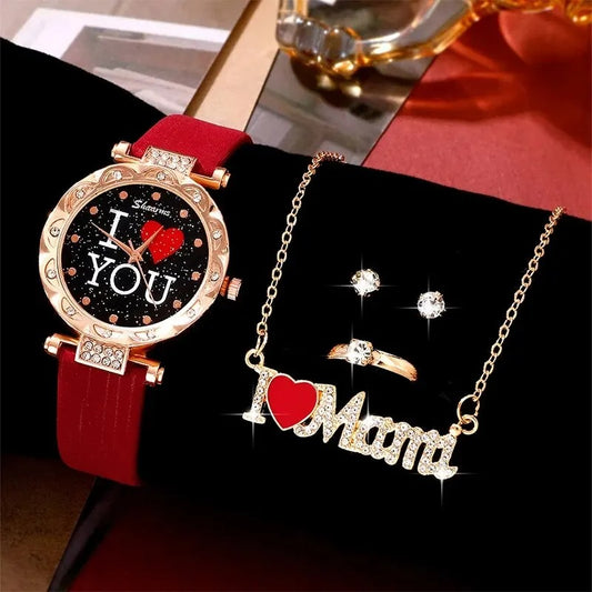 5-teiliges Uhren-Schmuckset Geschenkset für Mama „Set Di 5 Orologi Da Donna No.6802“ - PITANI