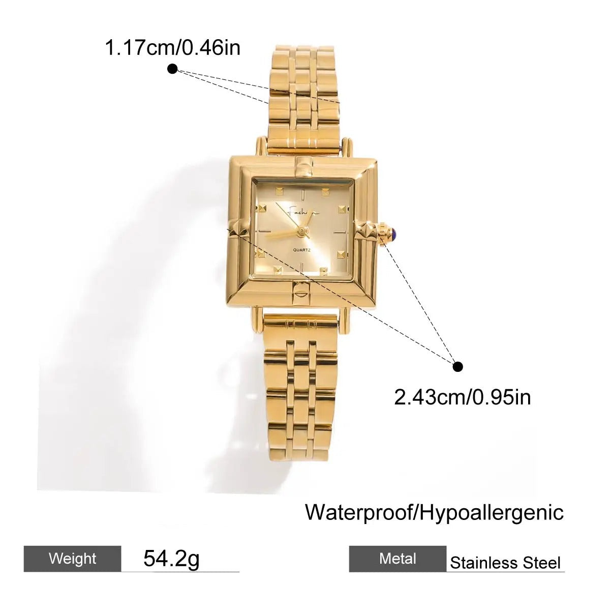Quadratische Edelstahl Armbanduhr "Bracciale Impilabile no.3099" - PITANI