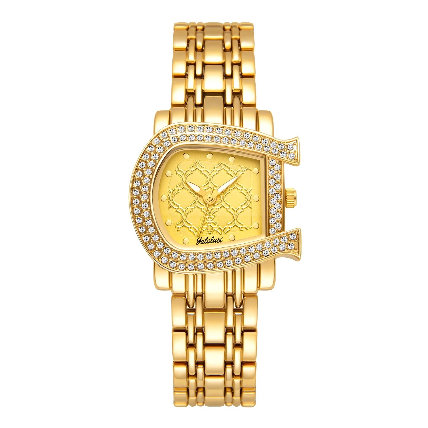 Edelstahl Glitzer Armbanduhr in Hufeisen-Optik "Orologi Oro Cristallo no.3087" - PITANI
