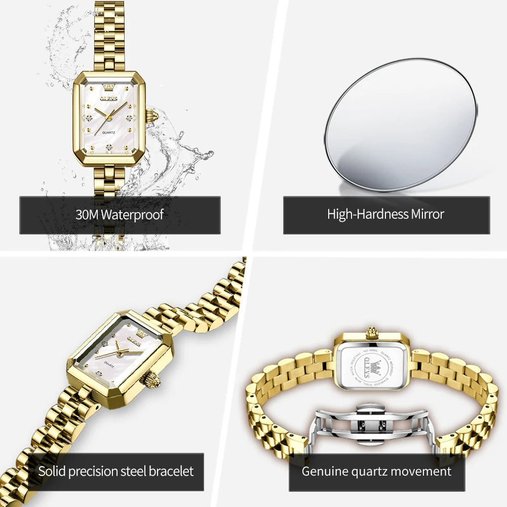 Elegante Rechteckige Damen Quarzarmbanduhr – Wasserdichte Schmuckuhr Armbanduhr no.3278 - PITANI